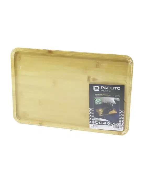 Dikdörtgen Ahşap Bambu Sunum Tepsi 24x36cm