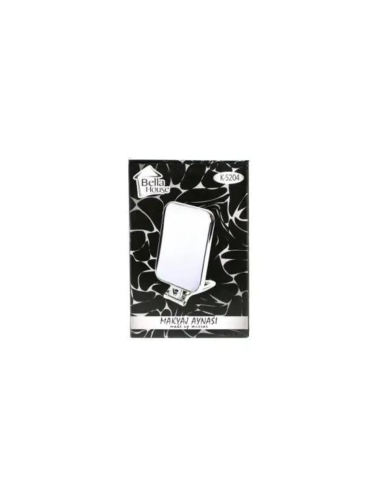 Dikdörtgen - Gümüş 15x11.5cm Makyaj Aynası Çift Taraflı Katlanır Ayaklı