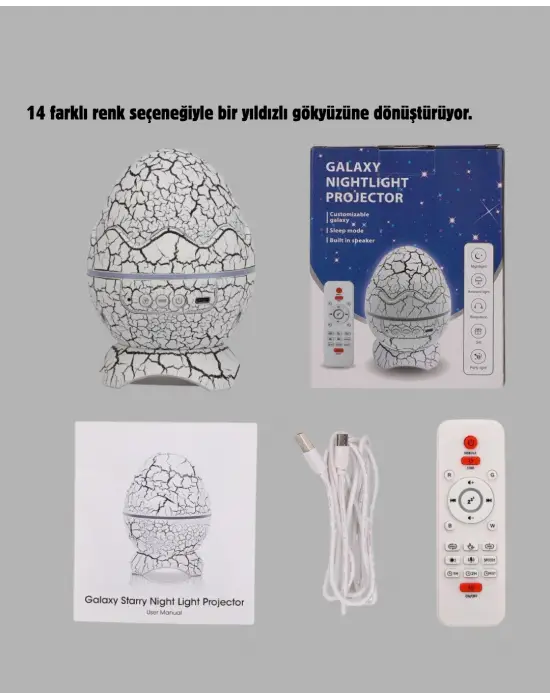 Dinozor Yumurta Gece Lambası Projektör – 14 Renk Seçeneği