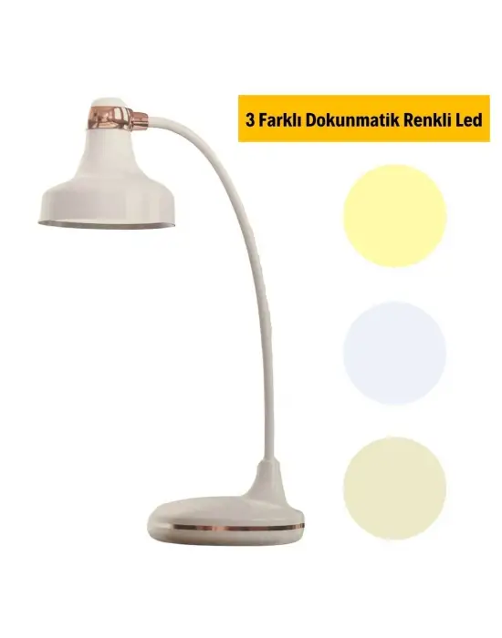 Dokunmatik 3 Farklı LED Işıklı Çalışma Masası Üstü Lamba