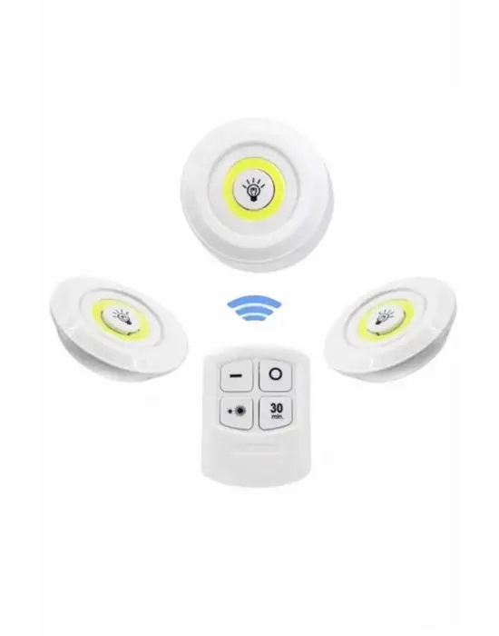 Dolap Işığı Mutfak Rafı Işığı Uzaktan Kumandalı 3 Lü Spot Led Lamba