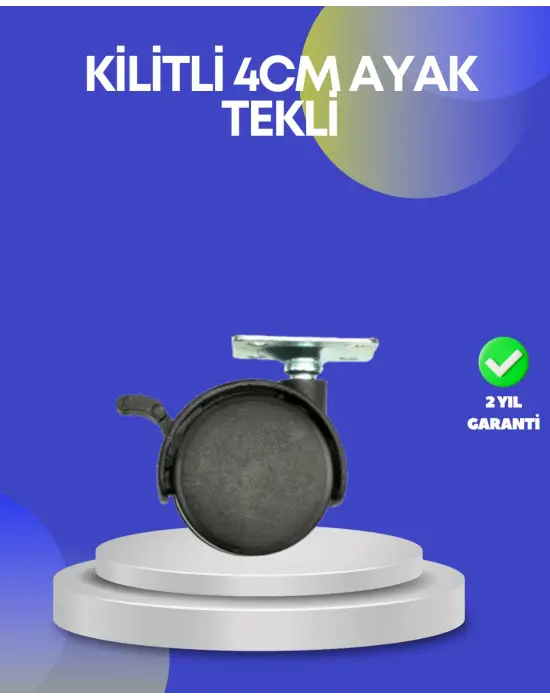 Dolap Ve Raflar İçin 4 Cm Kilitli Tekerlek Tekli