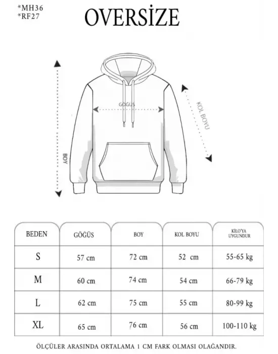 Double Oversize Kapşonlu Nakışlı SweatShirt - Siyah