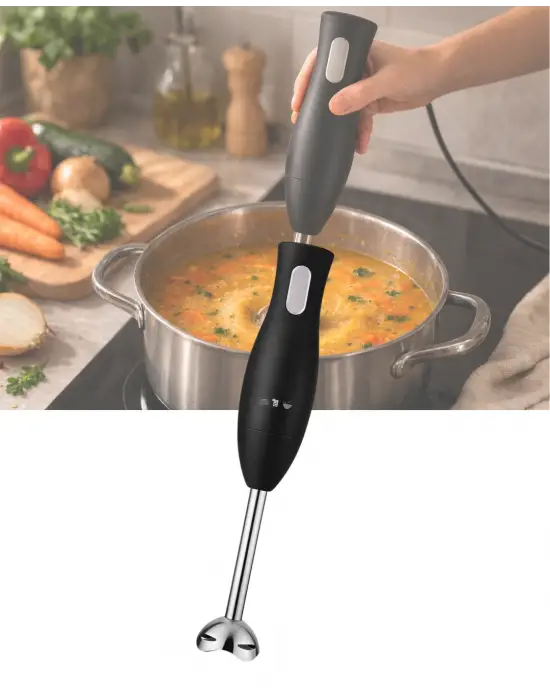 El Blenderı Paslanmaz Çelik Metal Ayaklı Ergonomik Tasarımlı Mutfak Blender