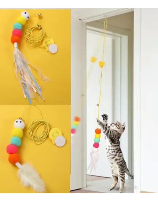 Elastik Yapışkanlı Kedi Oyun Oltası