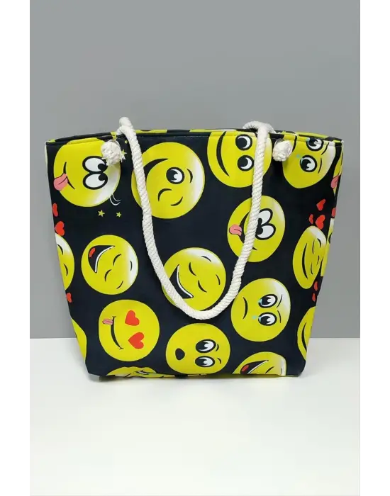 Emoji Desenli Plaj Çantası
