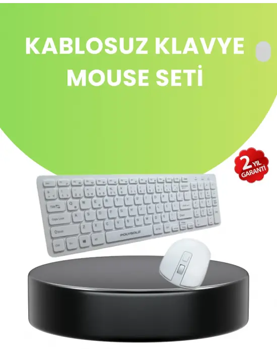 Ergonomik Kablosuz Klavye Mouse Takımı - Tam Boy, Sessiz Ve Güvenilir