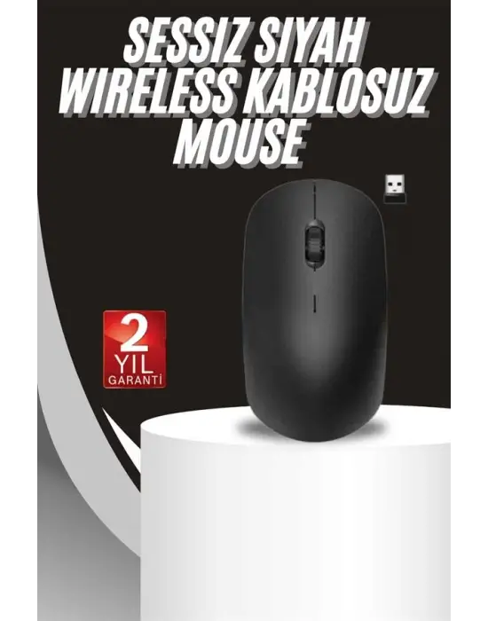 Ergonomik Tasarım Kablosuz Siyah Mouse Hassas Uzun Ömürlü