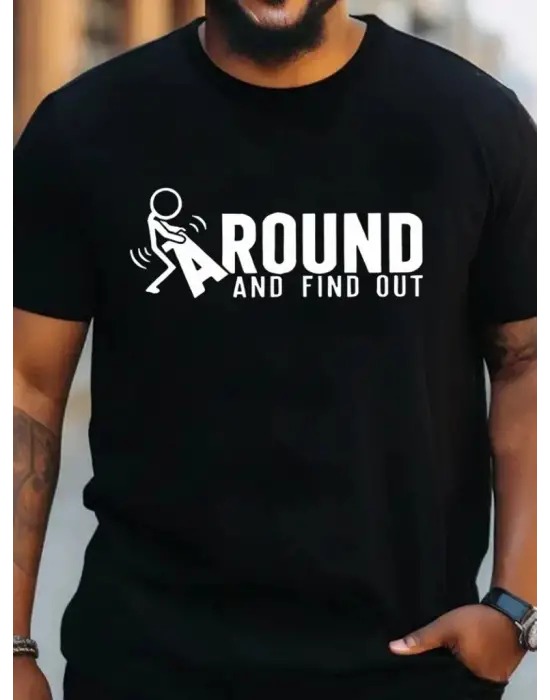 Erkek Around Baskılı Süprem T-shirt