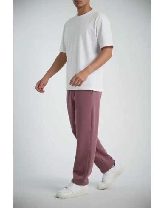 Erkek Baggy Alt Eşofman - Gül Kurusu