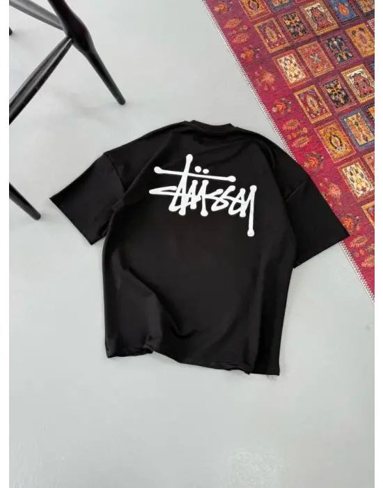 Erkek Baskılı Oversize T-shirt - Siyah