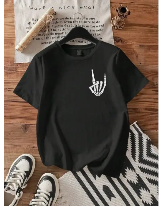 Erkek Baskılı Oversize T-shirt - Siyah