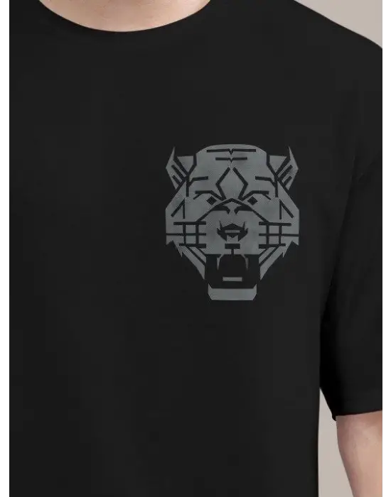 Erkek Baskılı Oversize T-shirt - Siyah