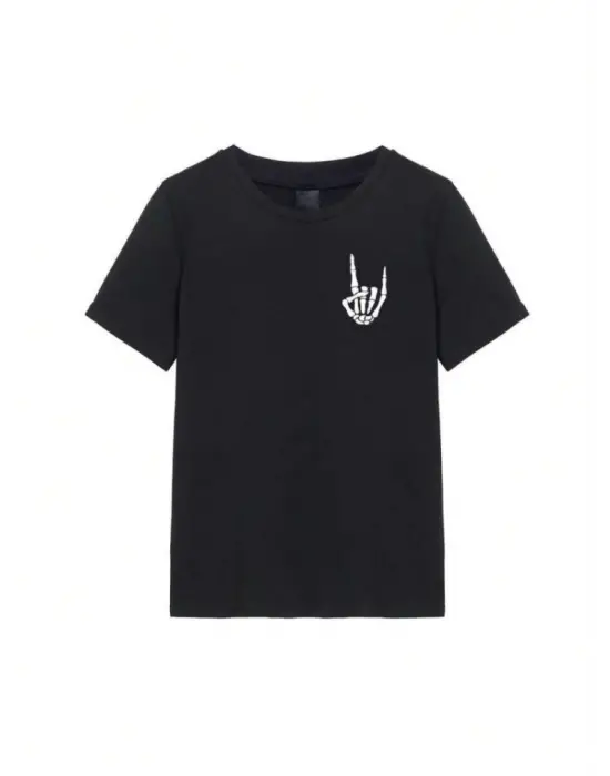 Erkek Baskılı Oversize T-shirt - Siyah