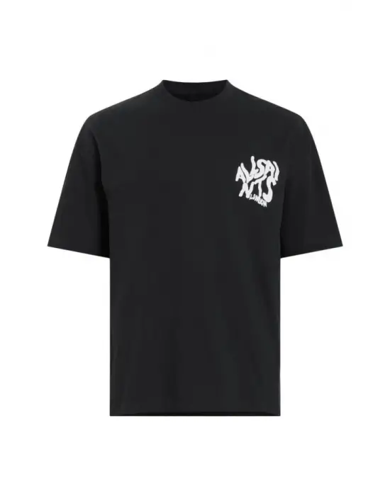 Erkek Baskılı Oversize T-shirt - Siyah