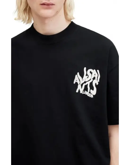Erkek Baskılı Oversize T-shirt - Siyah