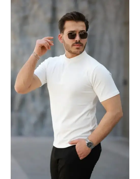Erkek Kısa Kollu Hakim Yaka önü Düğmeli Viskon Bluz