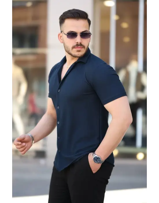 Erkek Kısa Kollu örme Kumaş Pamuklu Gömlek