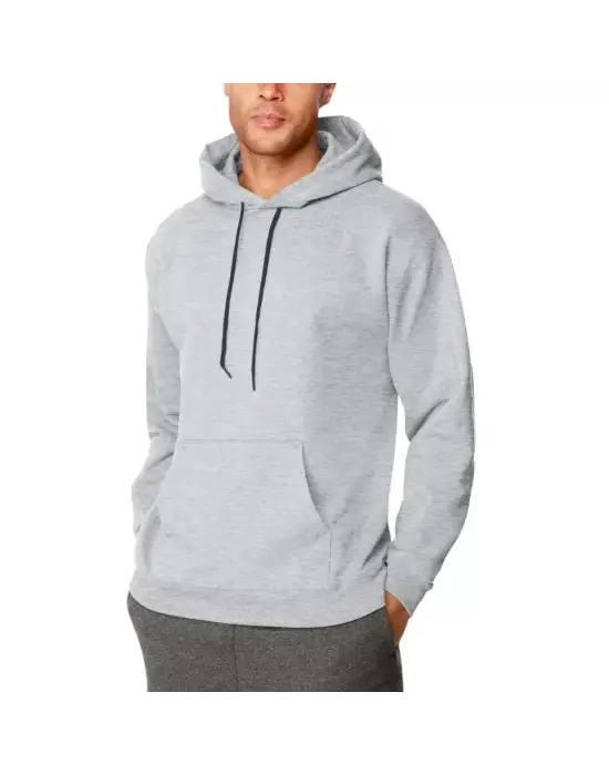 Erkek Uzun Kol Kapşonlu Basic Sweatshirt Hoodie - Gri