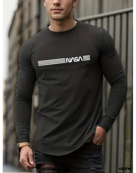 Erkek Uzun Kollu Bisiklet Yaka Viskon Sweat