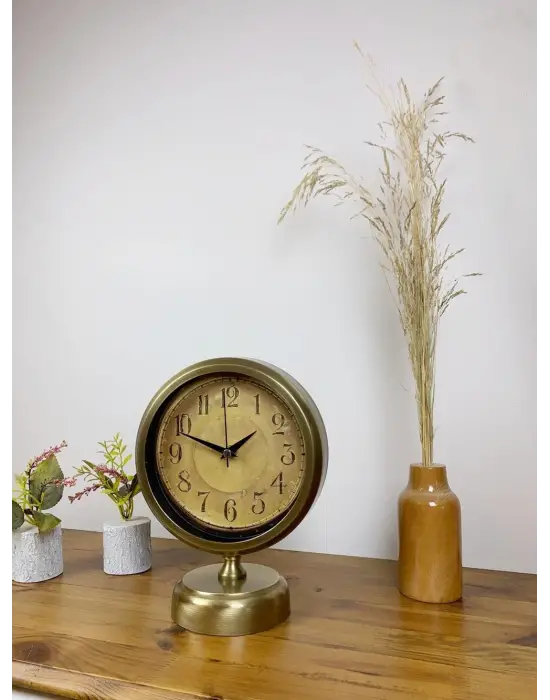 Eskitme Metal Dekoratif Masa Saati 25×20 cm
