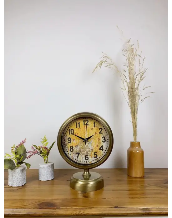 Eskitme Metal Kaos Masa Saati 25×20 cm