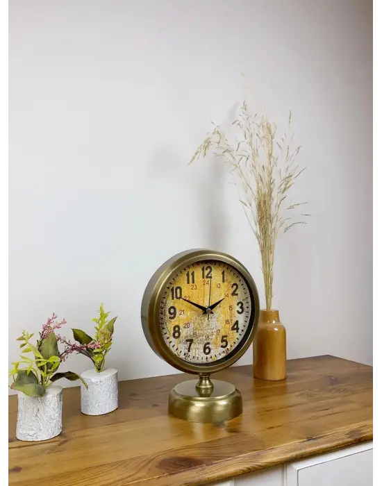 Eskitme Metal Kaos Masa Saati 25×20 cm