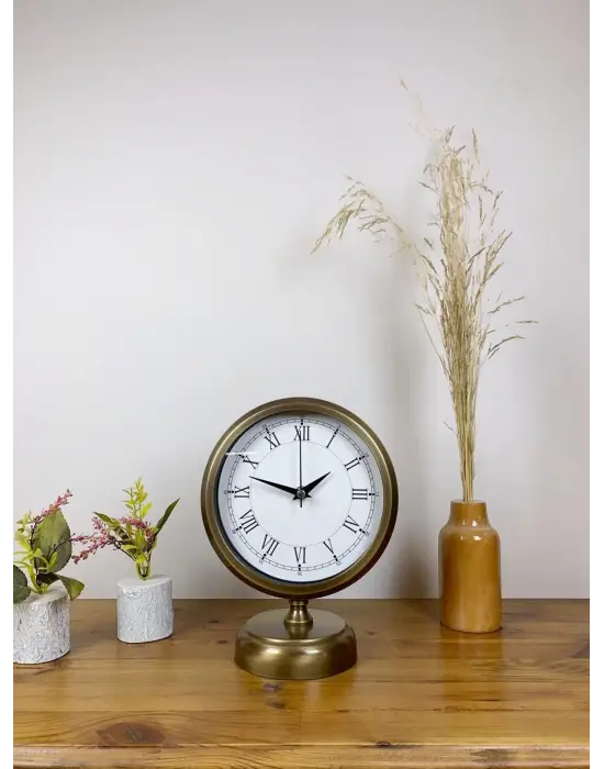 Eskitme Metal Retro Masa Saati 25×20 cm