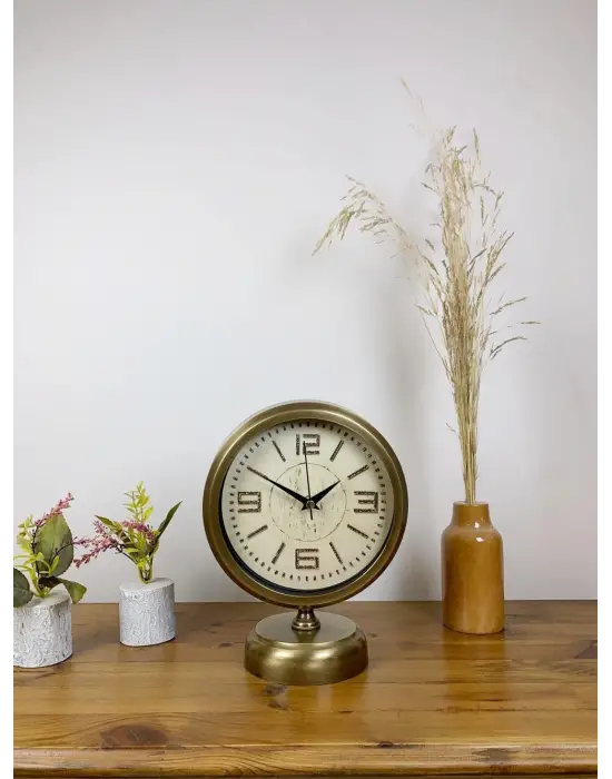 Eskitme Metal Vintage Masa Saati 25×20 cm