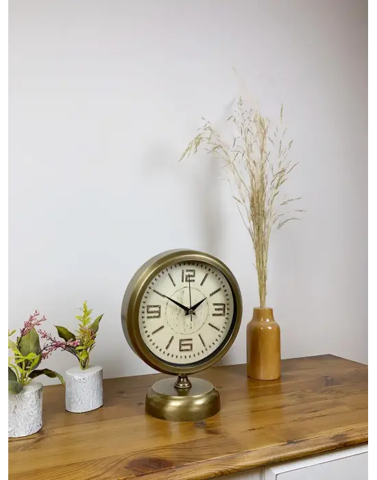 Eskitme Metal Vintage Masa Saati 25×20 cm