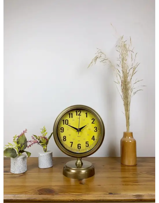 Eskitme Metal Vira Masa Saati 25×20 cm