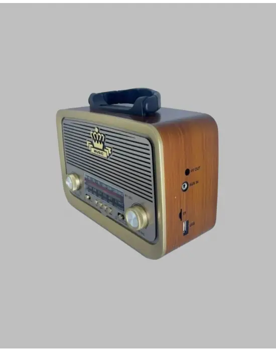 Eskitme Tasarımlı Ahşap Bluetooth Radyo Led Aydınlatmalı