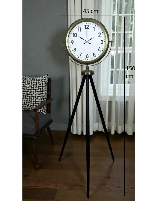 Eskitme Tripod Ayaklı Dekoratif Saat