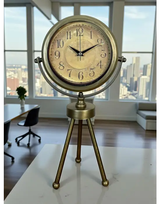 Eskitme Vintage Üç Ayaklı Masa Saati