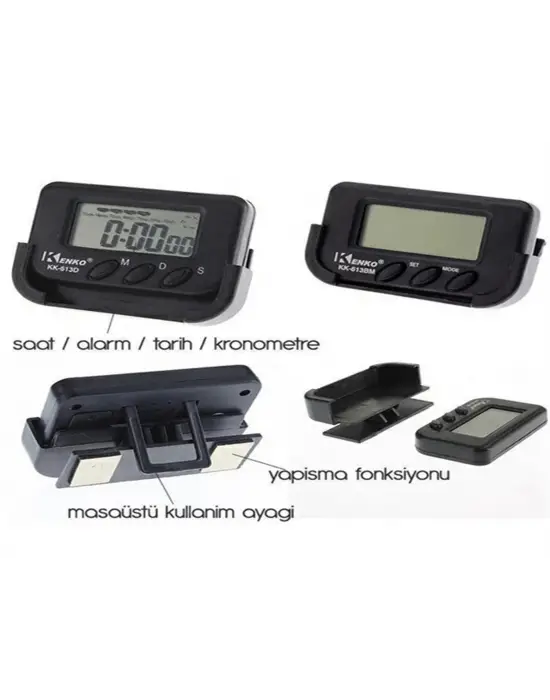 Ev ve Araç Tipi Dijital Saat Kronometreli Alarmlı Pilli Saat