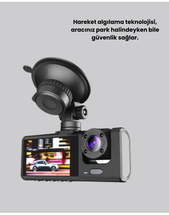 Full Hd Çift Yönlü Araç Kamerası  Hareket Algılama  Döngüsel Kayıt