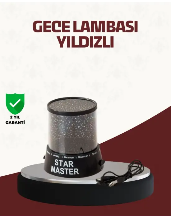 Galaxy Efektli Led Projektör Taşınabilir Yıldız Gece Lambası