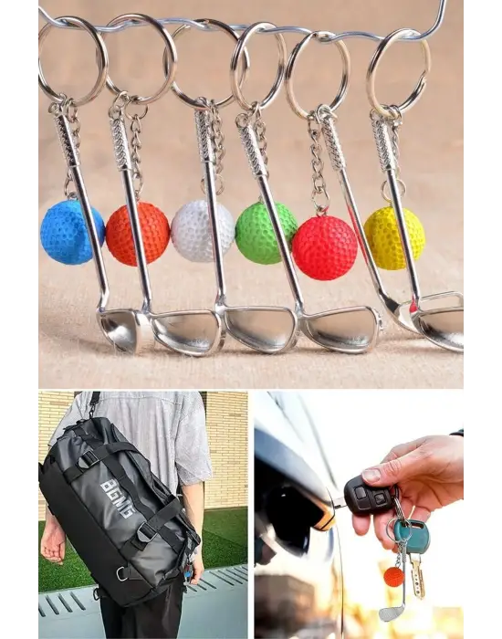 Gerçekçi Golf Tasarımlı Şık Anahtarlık Kolye Çanta Süsü Golf Keychain