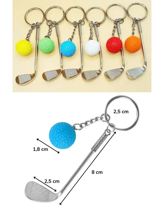 Gerçekçi Golf Tasarımlı Şık Anahtarlık Kolye Çanta Süsü Golf Keychain