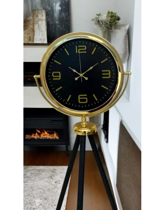 Gold Dekoratif Tasarım Tripod Ayaklı Saat