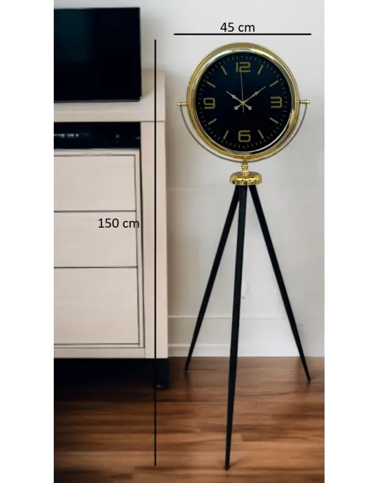 Gold Dekoratif Tasarım Tripod Ayaklı Saat