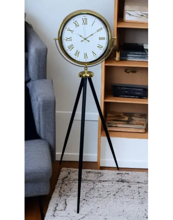 Gold Göz Alıcı Tripod Ayaklı Duvar Saati