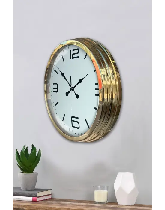 Gold Lüks 40 Cm Metal Modern Duvar Saati
