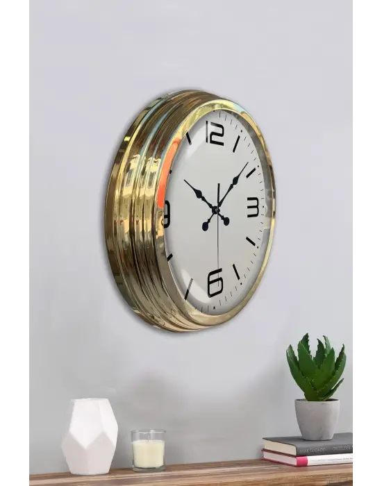 Gold Lüks 40 Cm Metal Modern Duvar Saati