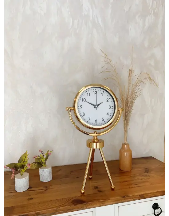 Gold Luxury Modern Üç Ayaklı Masa Saati