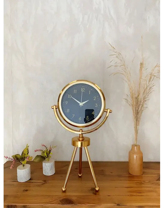 Gold Metal Mini Tripod Tokyo Masa Saati 45×26 cm