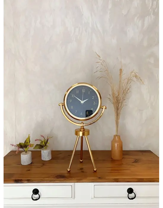 Gold Metal Mini Tripod Tokyo Masa Saati 45×26 cm