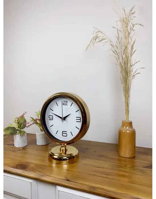 Gold Metal Modern Masa Saati 25×20 cm