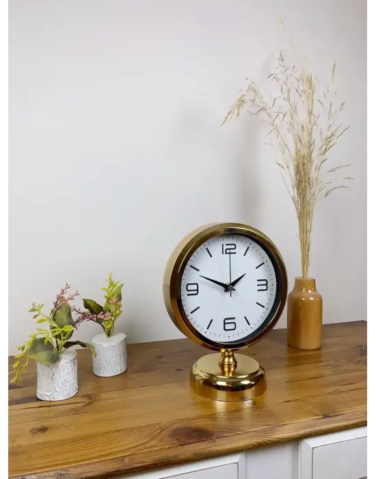 Gold Metal Modern Masa Saati 25×20 cm