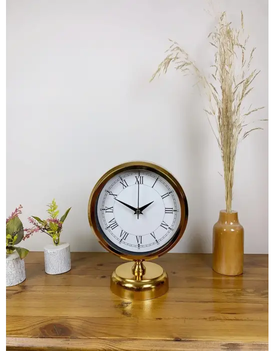 Gold Metal Retro Masa Saati 25×20 cm